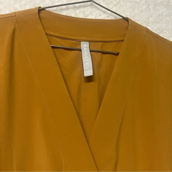 Athleta Marlow Romper w Pockets Tuscan Gold V Neck Lightweight Adjustable Waist - Picture 4 of 8